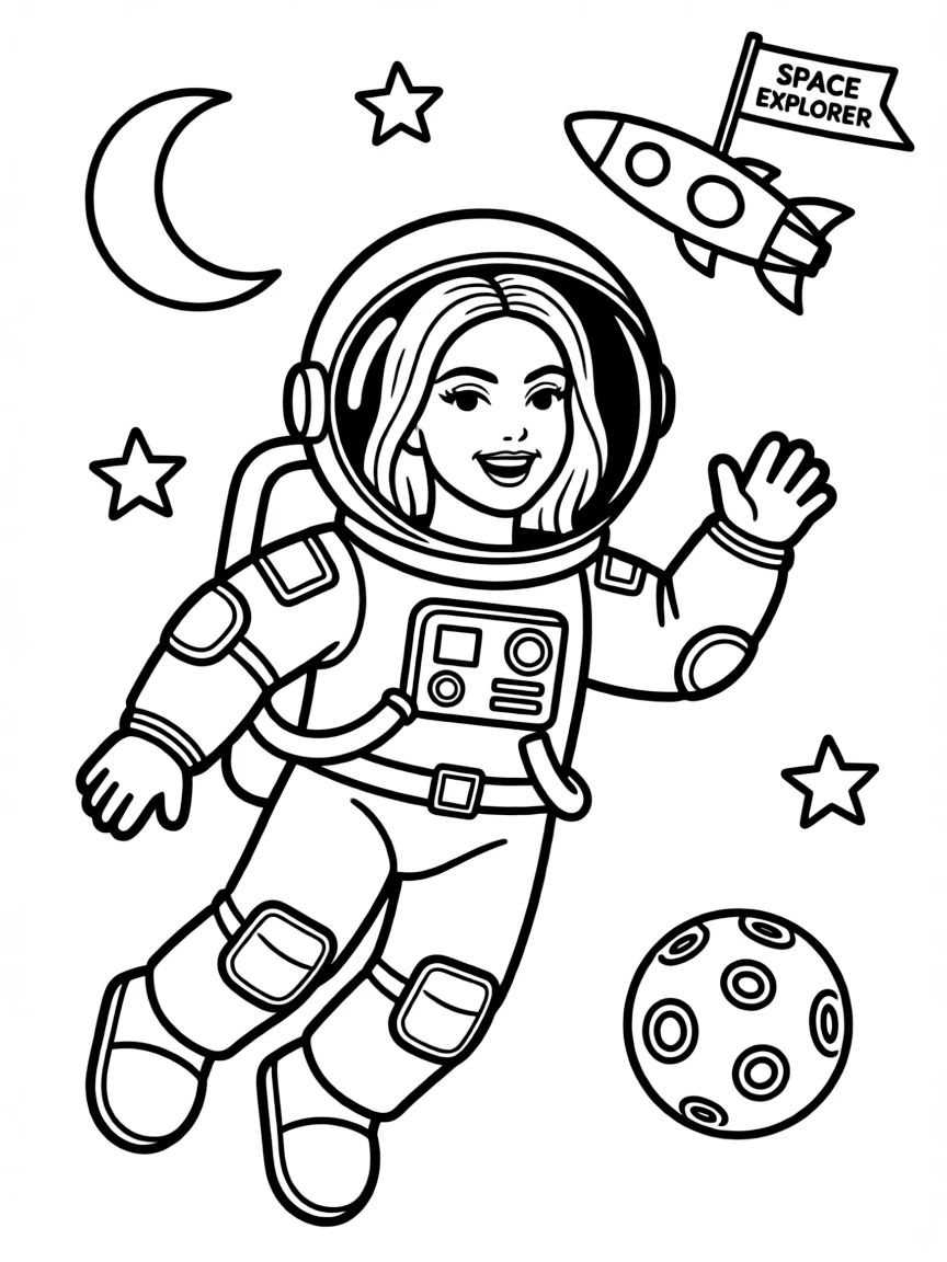 Lady Gaga exploring space in an astronaut suit.