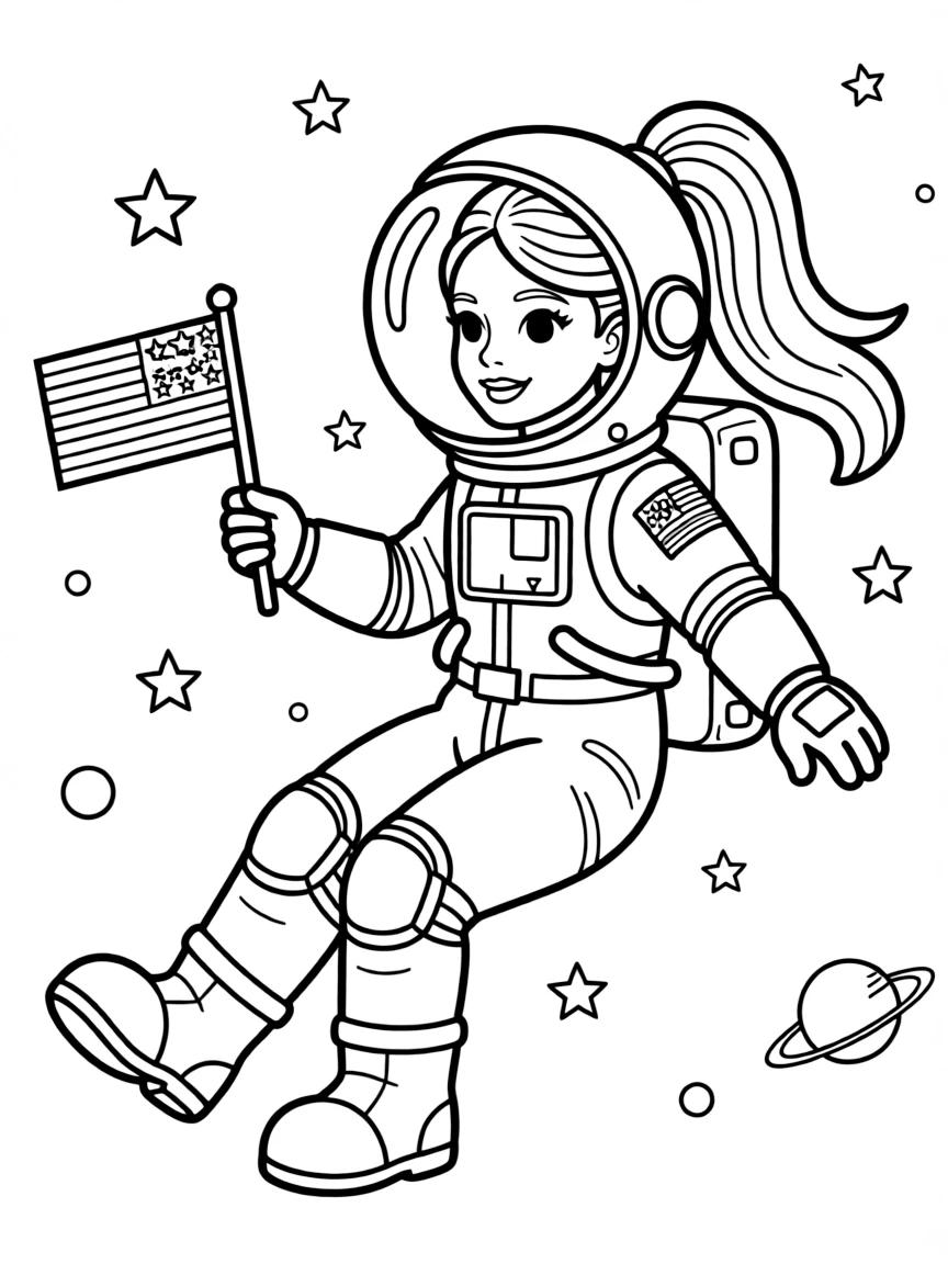 Ariana Grande exploring space in an astronaut suit.