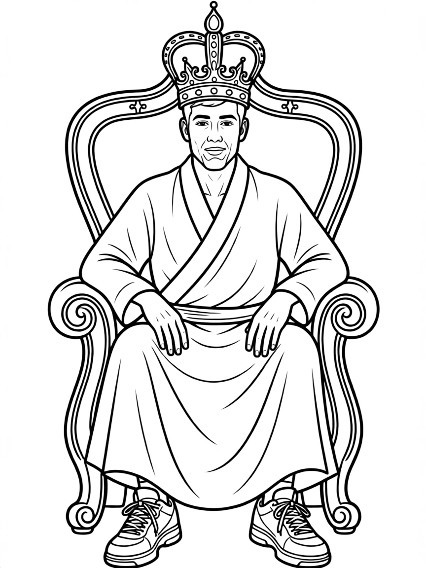 Michael Jordan sitting on a throne with a crown.