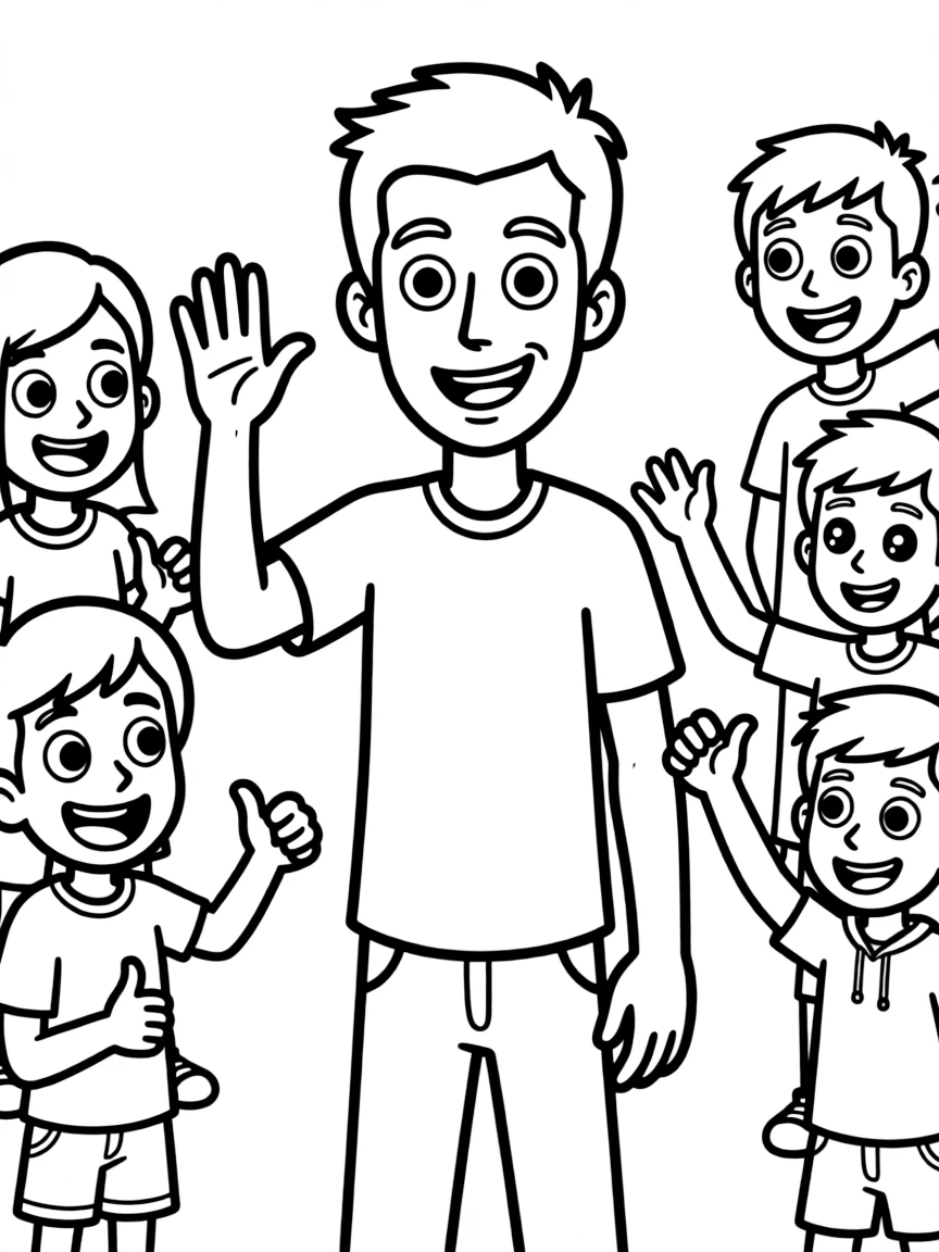 PewDiePie posing with cartoon versions of their fans.