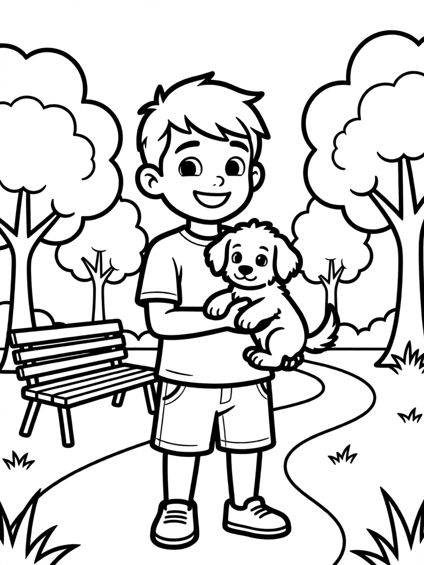 Neymar Jr. smiling and holding a puppy with a park background.