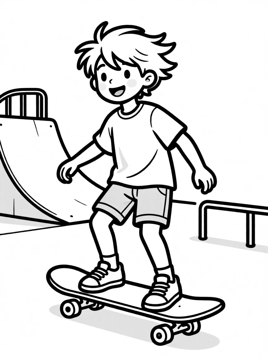 Harry Styles skateboarding at a skate park.