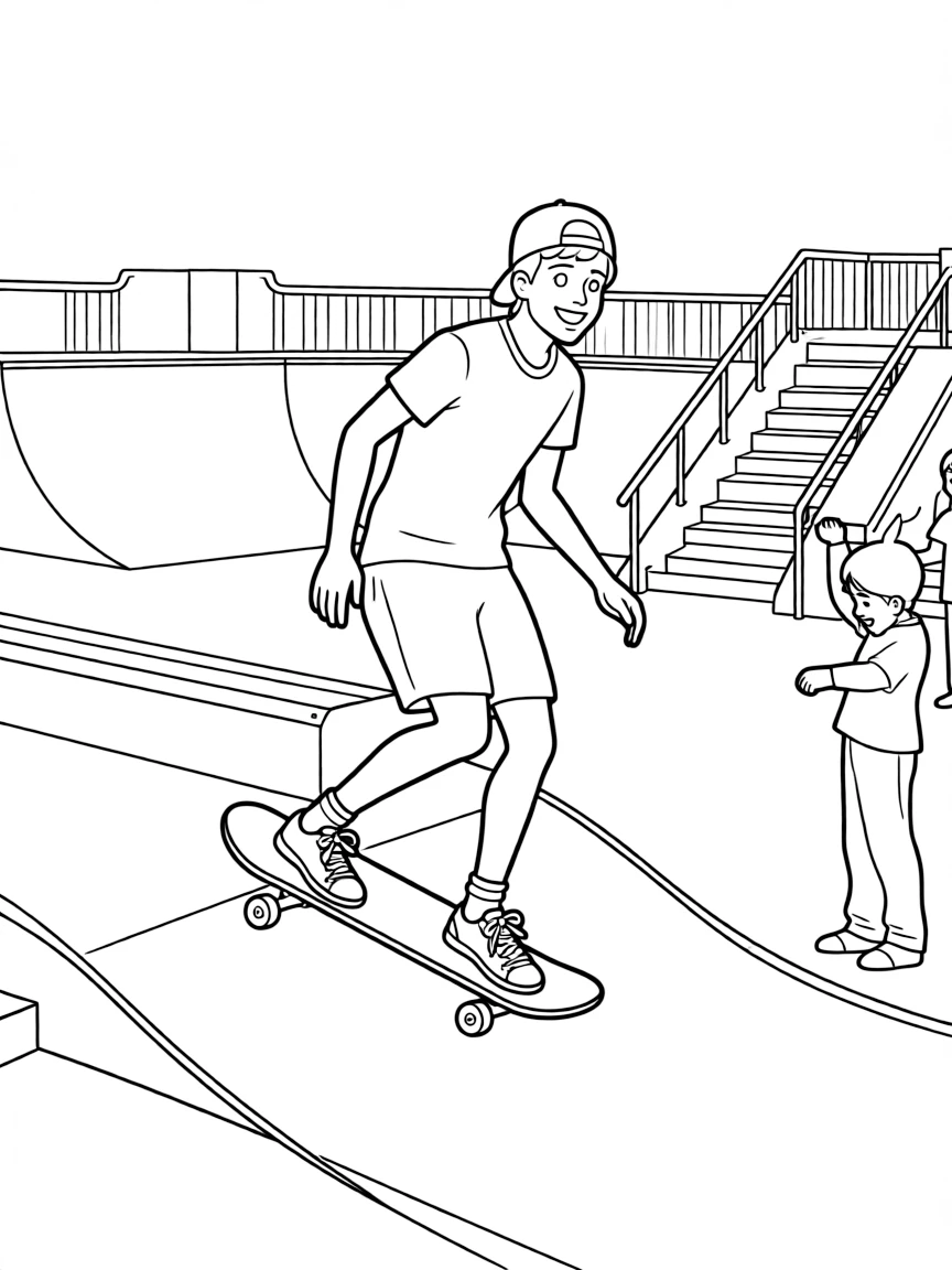 Bruno Mars skateboarding at a skate park.