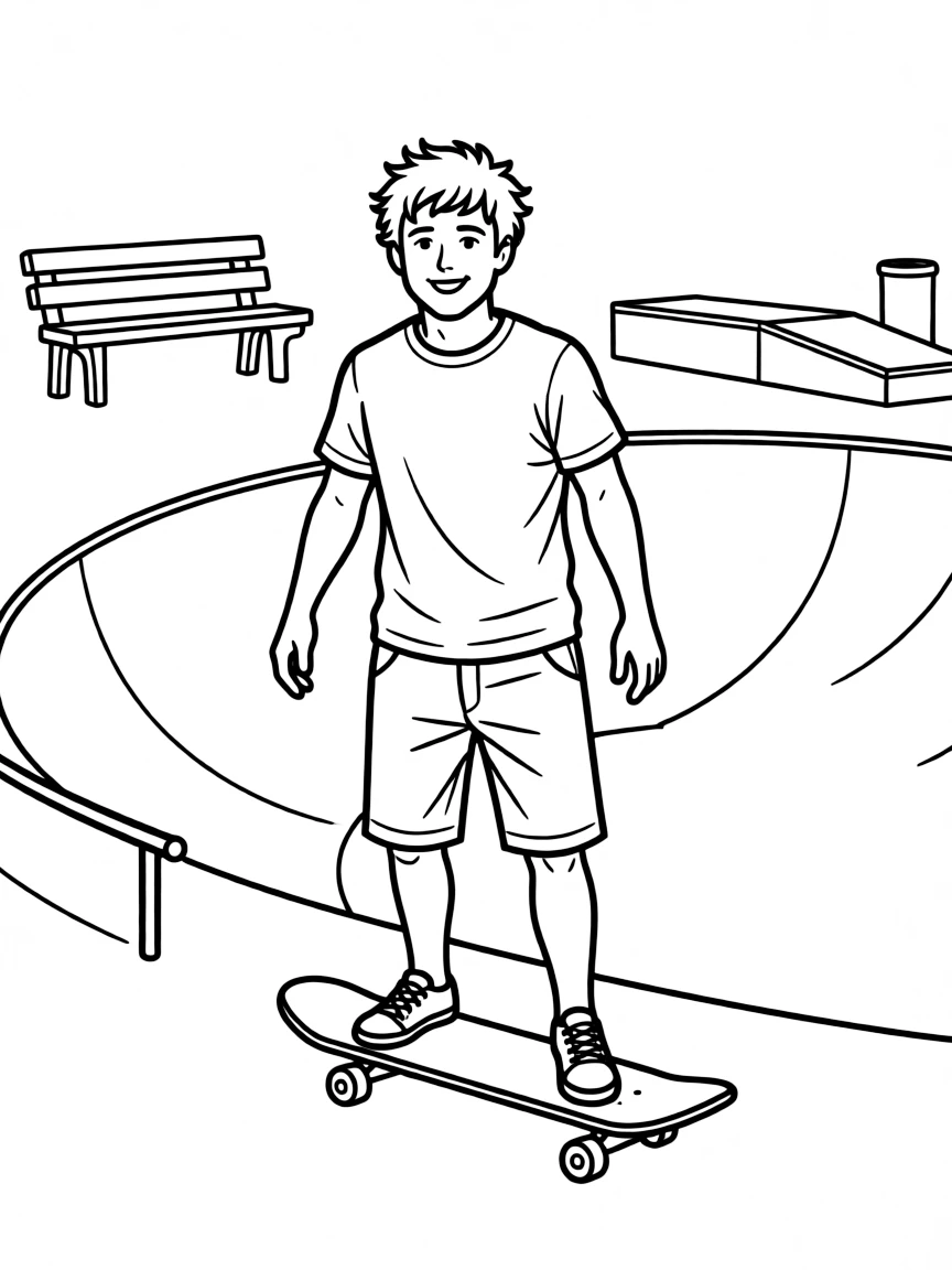 Ed Sheeran skateboarding at a skate park.