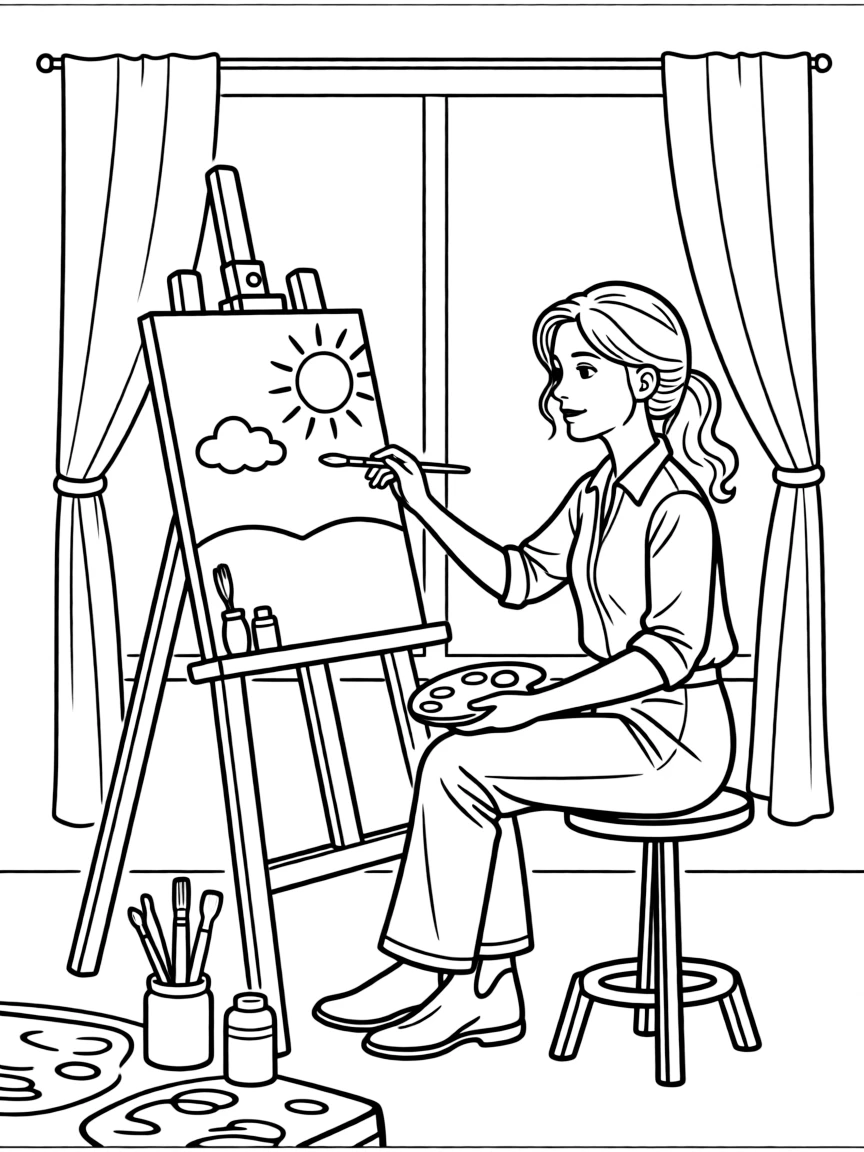 Camila Cabello painting a picture at an art studio.
