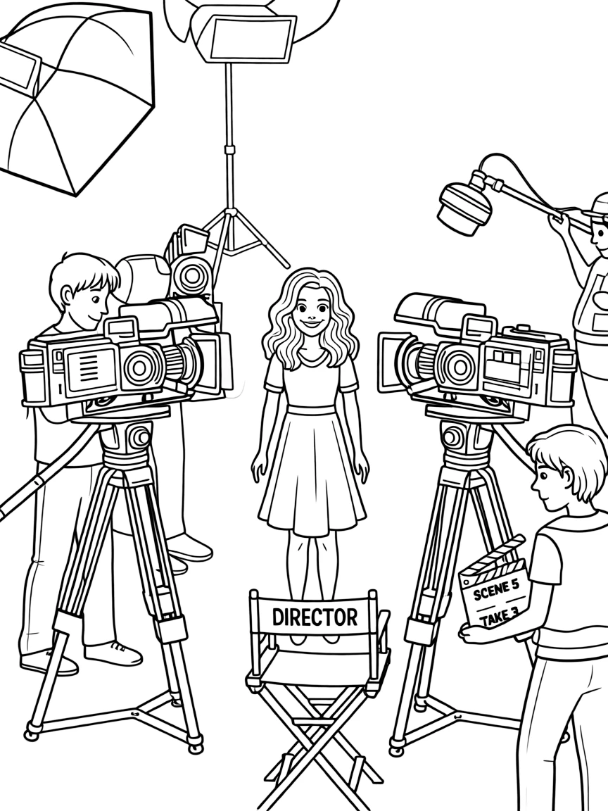 Shakira acting in a scene on a movie set with cameras.