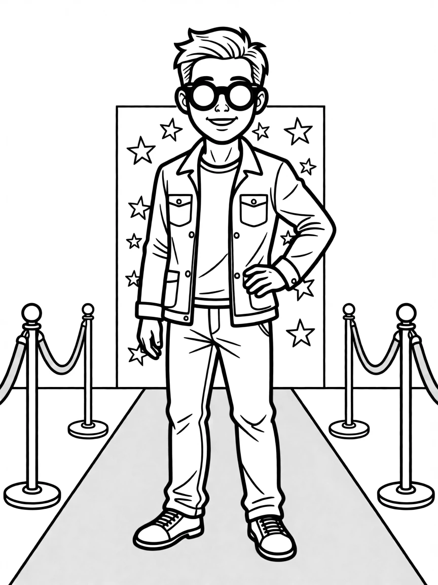 Ryan Reynolds posing with sunglasses and a cool outfit on the red carpet.