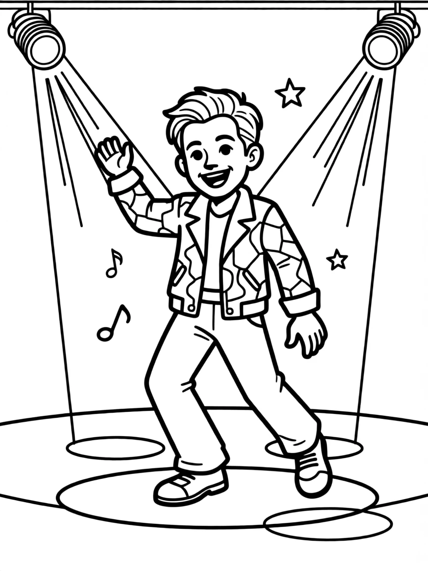 Robert Downey Jr. dancing on a stage with spotlights and fun outfits.