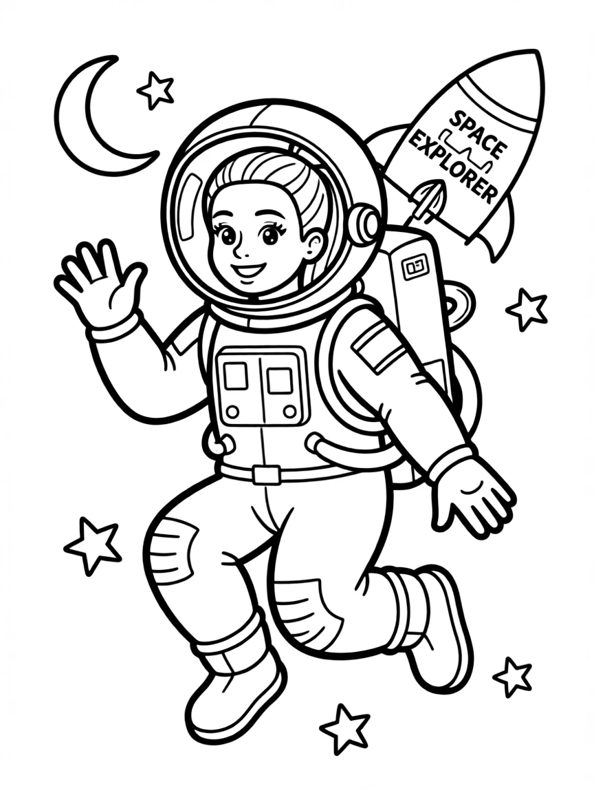 Ariana Grande exploring space in an astronaut suit.