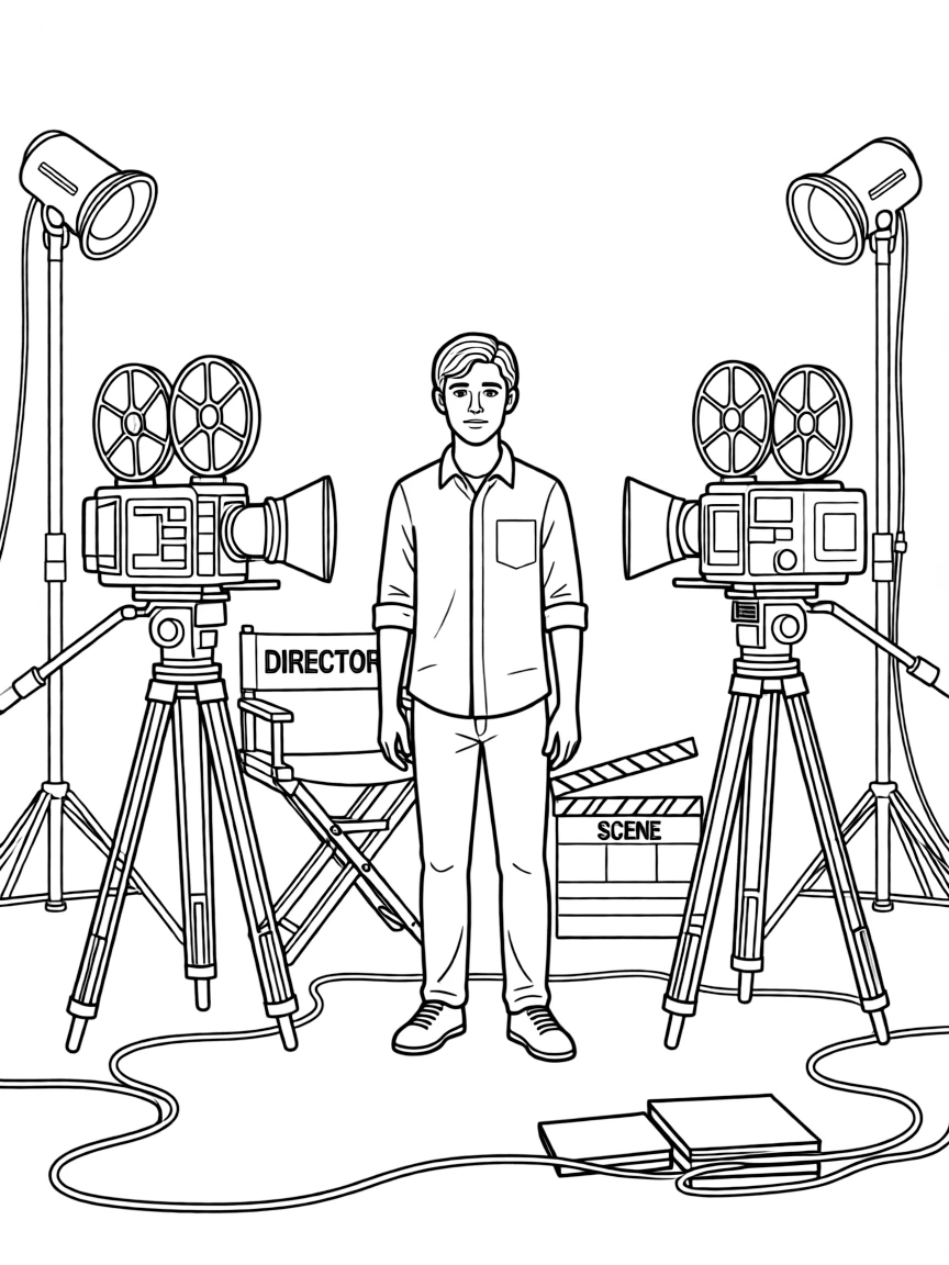 Timothée Chalamet acting in a scene on a movie set with cameras.