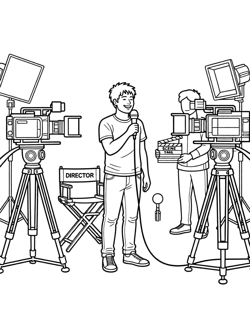 Ed Sheeran acting in a scene on a movie set with cameras.