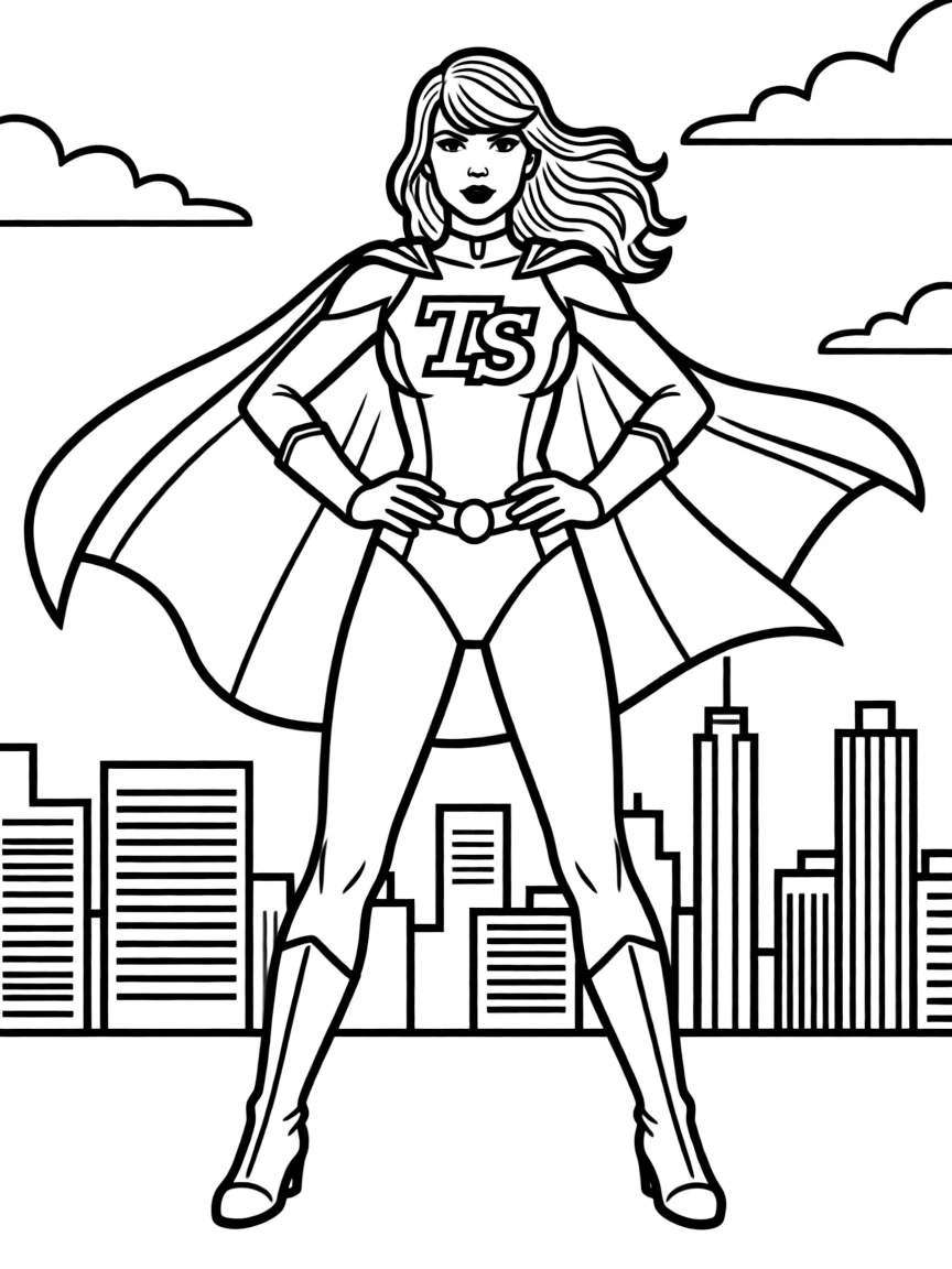 Taylor Swift dressed as a superhero, ready to save the day.