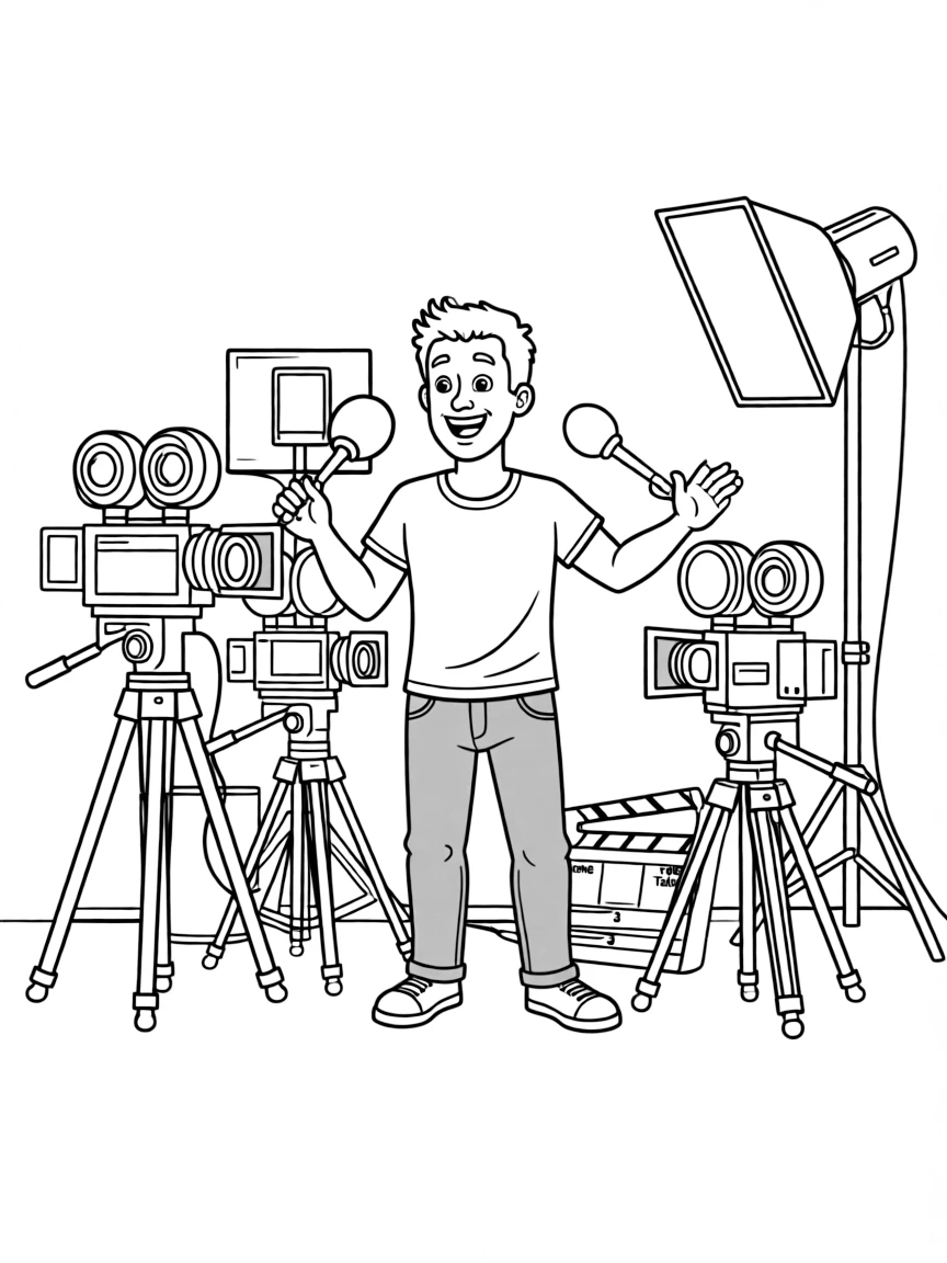 MrBeast acting in a scene on a movie set with cameras.