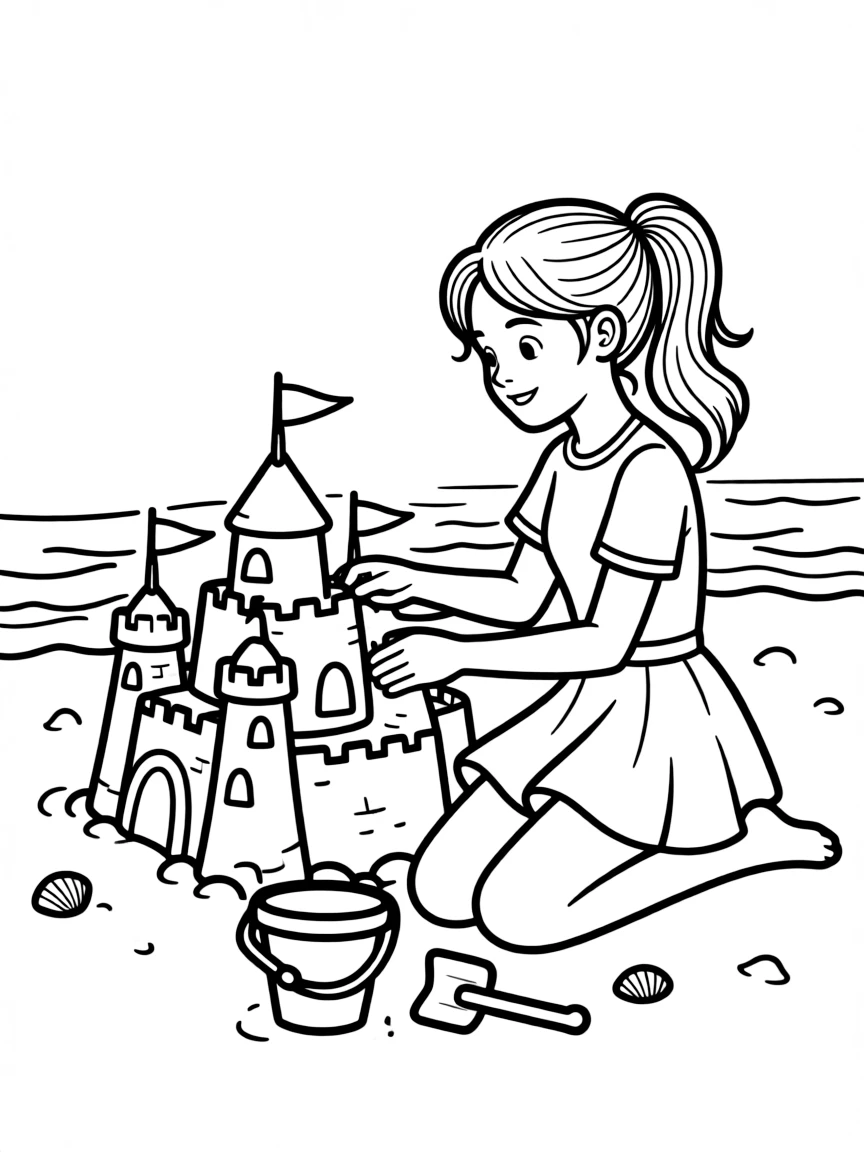 Taylor Swift building a sandcastle at the beach.