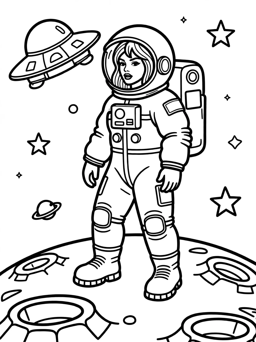 Lady Gaga exploring space in an astronaut suit.