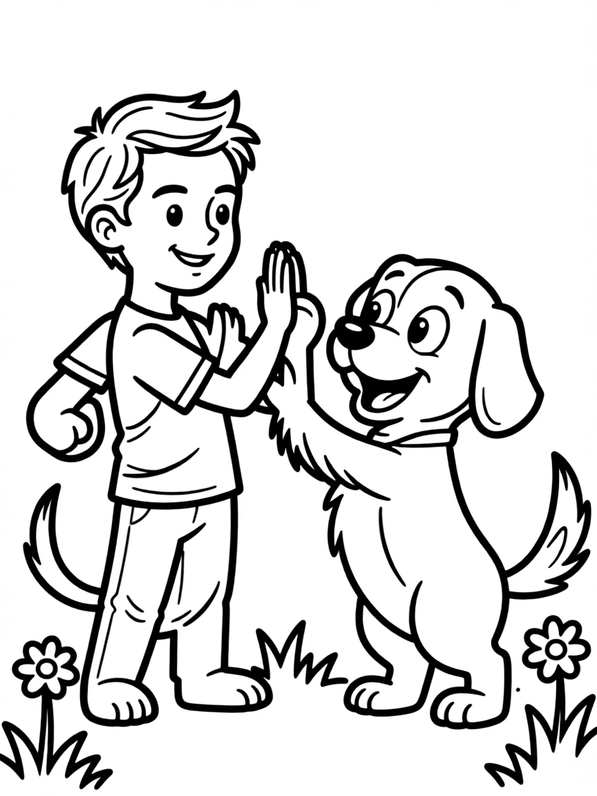 Tom Holland giving a high five to a cartoon animal friend.