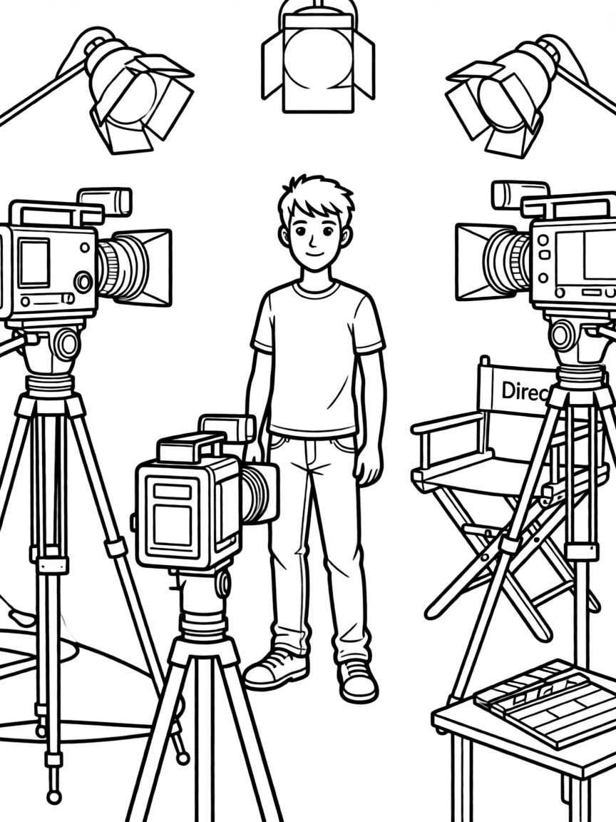 Justin Bieber acting in a scene on a movie set with cameras.