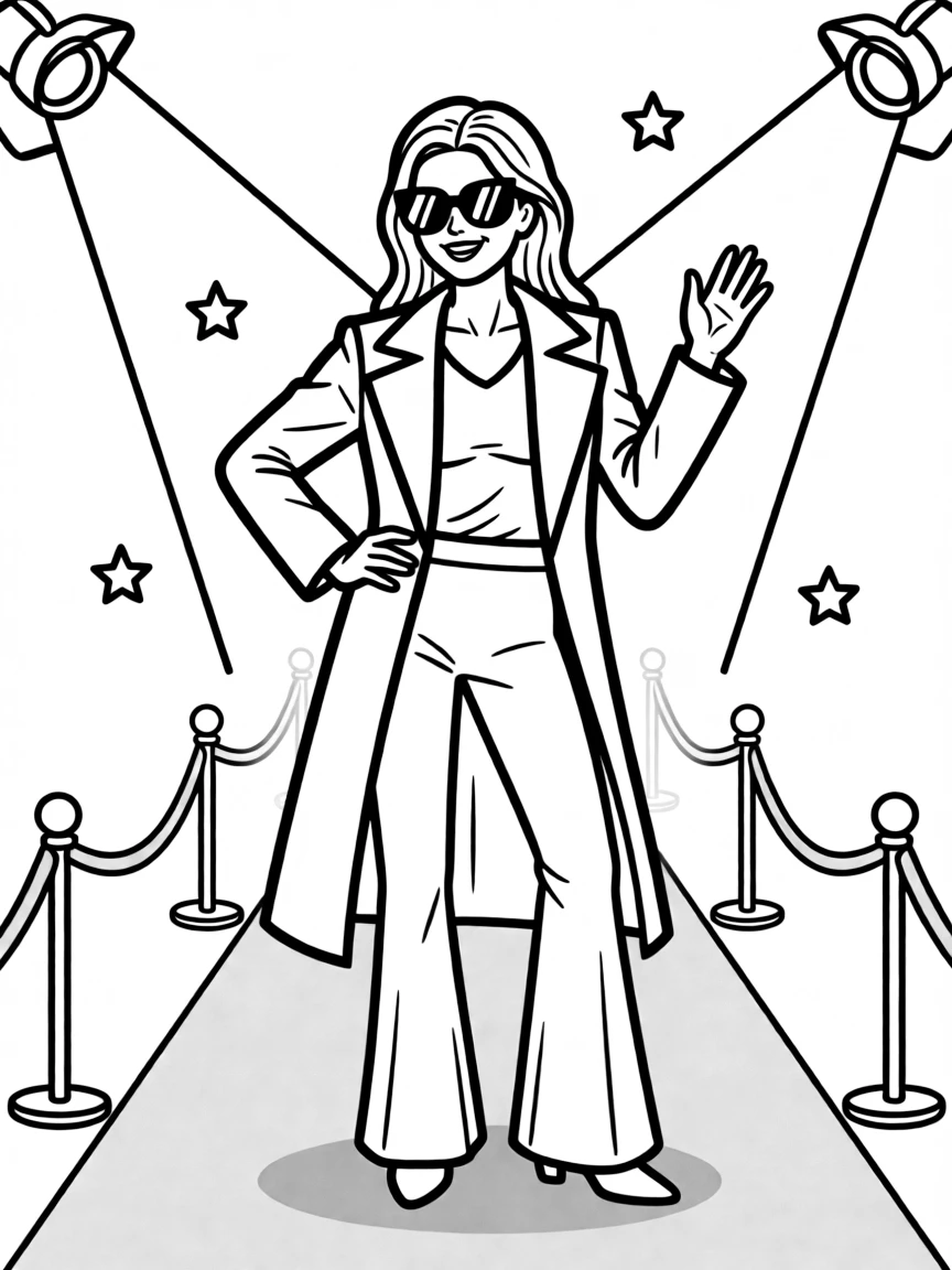 Lady Gaga posing with sunglasses and a cool outfit on the red carpet.