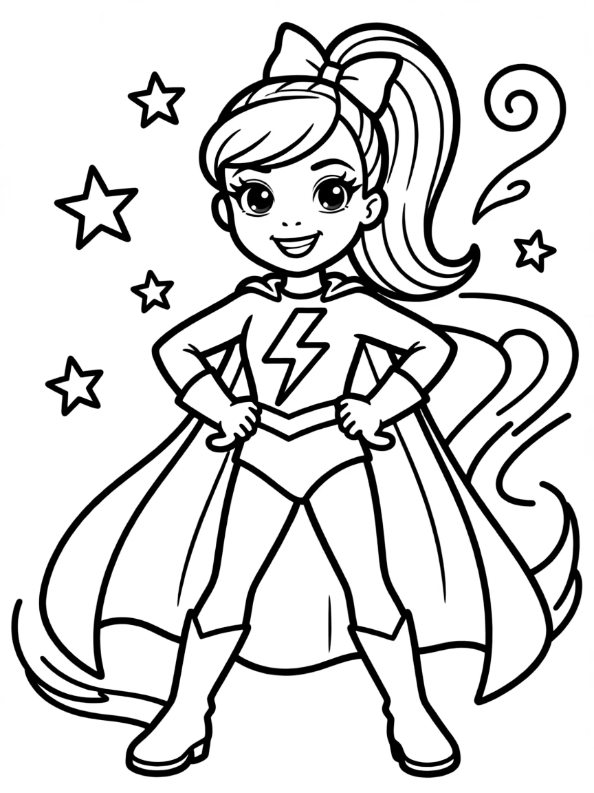 JoJo Siwa dressed as a superhero, ready to save the day.
