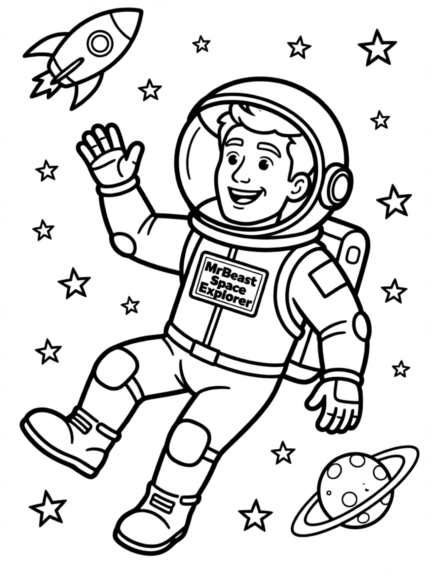 MrBeast exploring space in an astronaut suit.