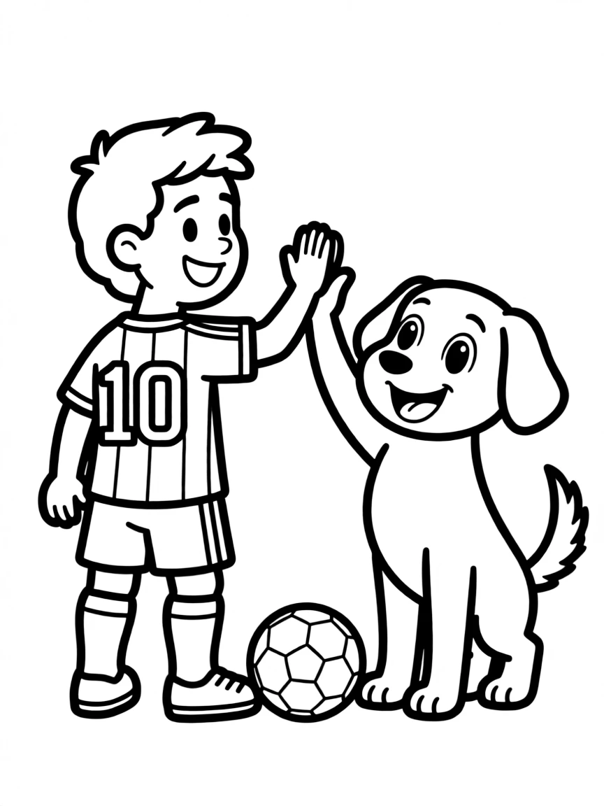 Lionel Messi giving a high five to a cartoon animal friend.
