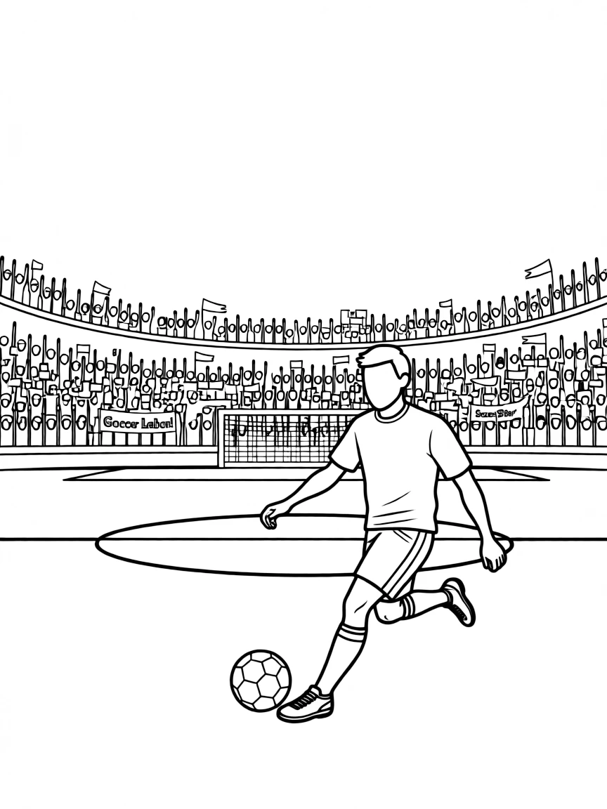 LeBron James playing soccer on a field with cheering fans in the stands.