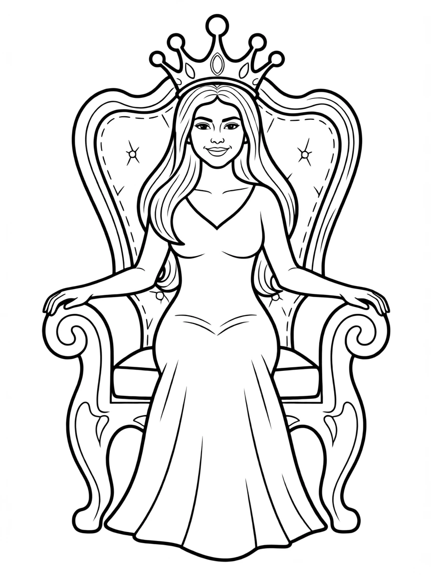 Selena Gomez sitting on a throne with a crown.