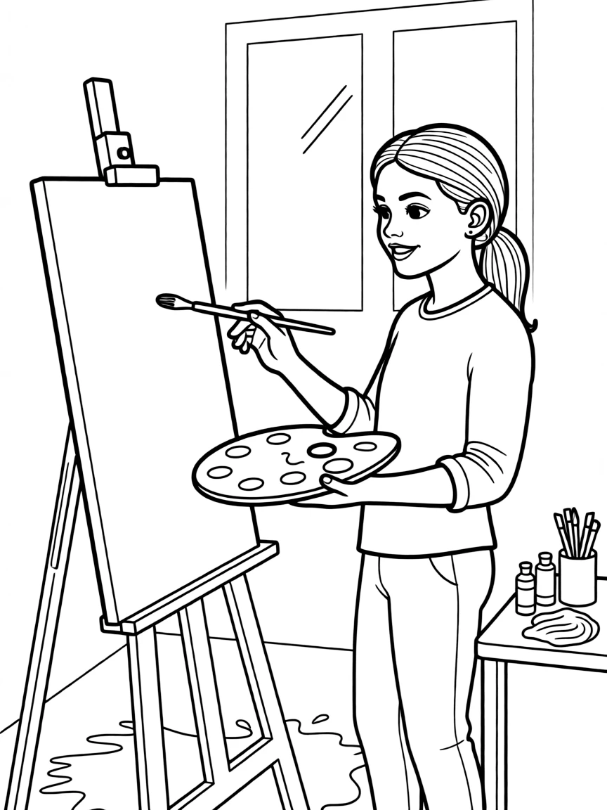 Zendaya painting a picture at an art studio.