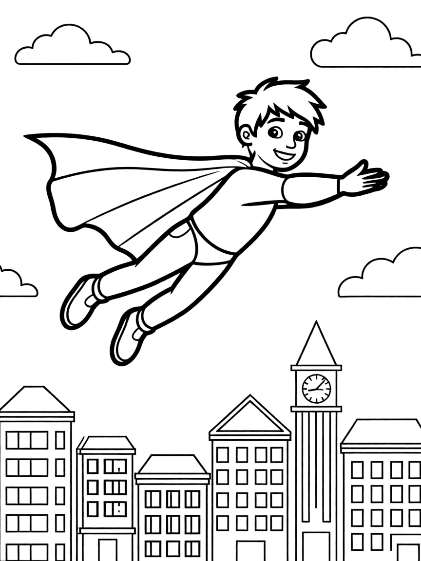Neymar Jr. wearing a superhero cape and flying over a cityscape.