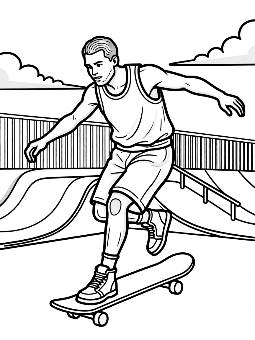 LeBron James skateboarding at a skate park.