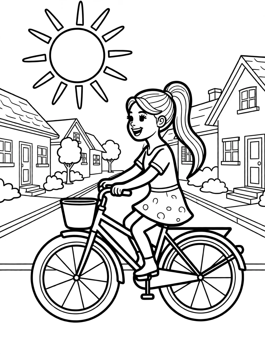 Ariana Grande riding a bicycle through a sunny neighborhood.