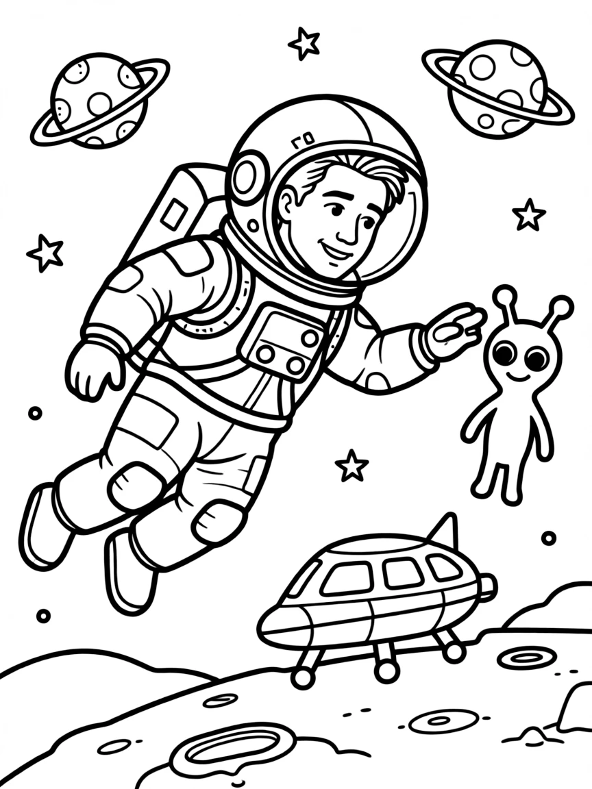 Robert Downey Jr. exploring space in an astronaut suit.