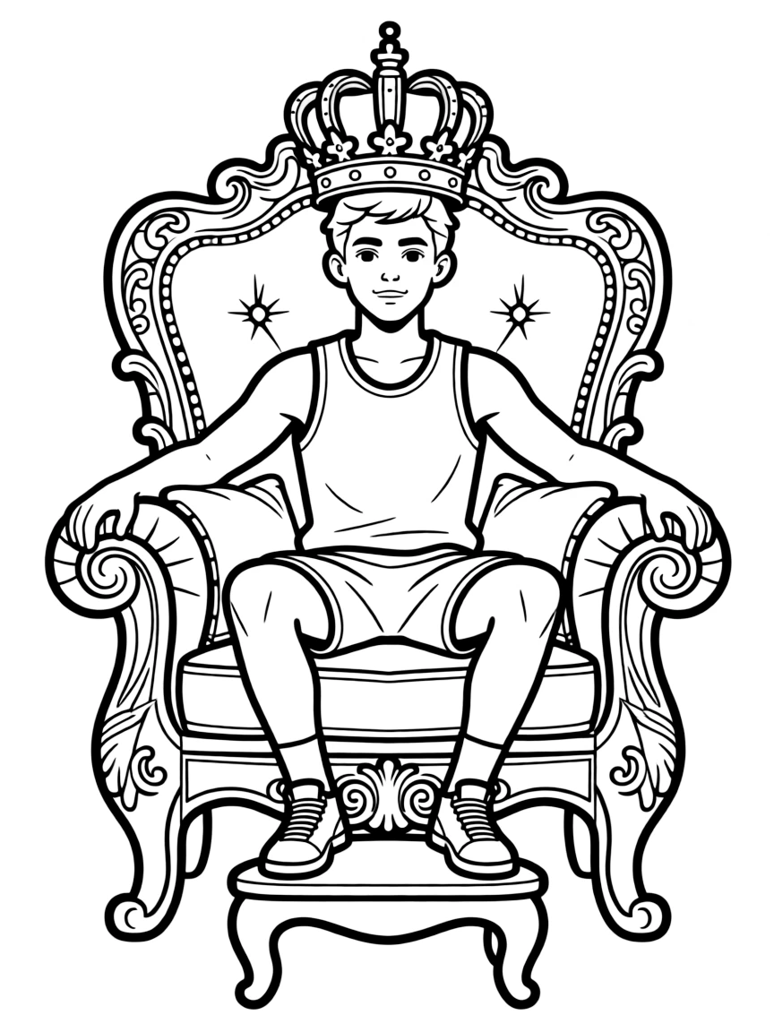 Michael Jordan sitting on a throne with a crown.