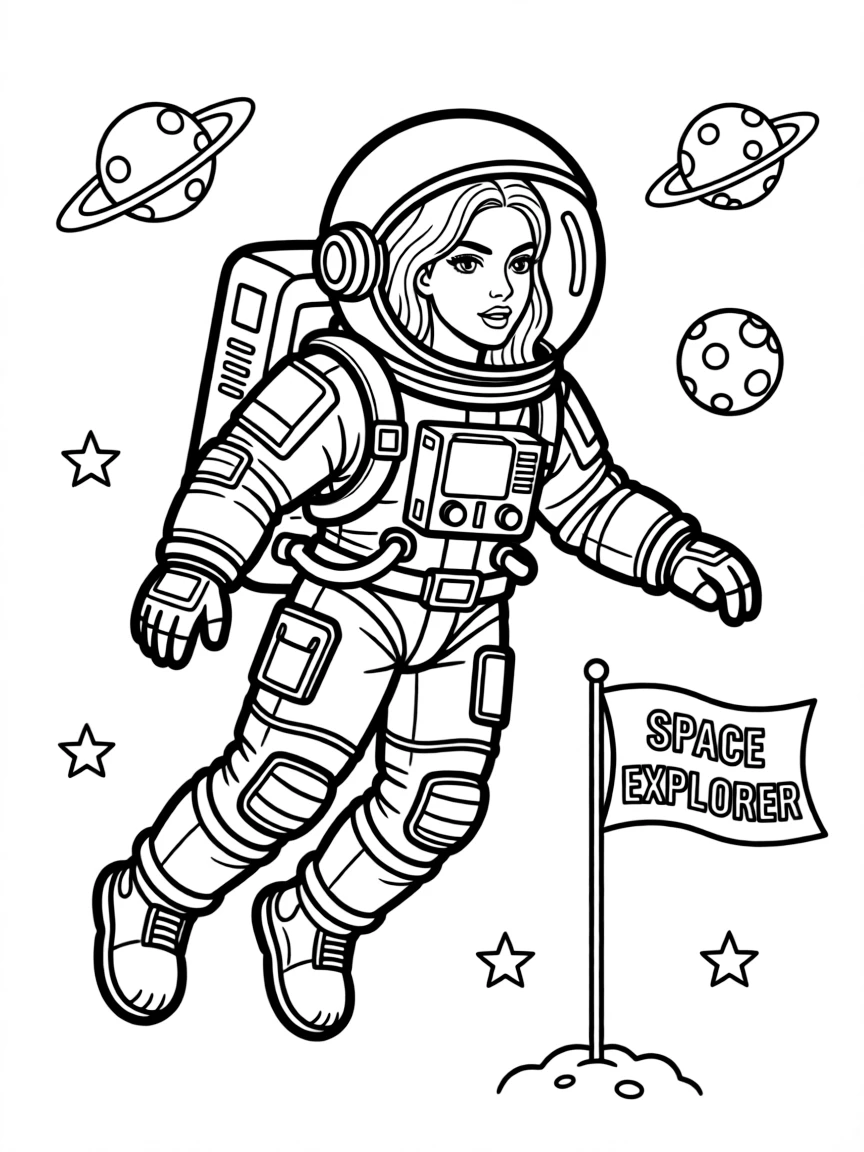 Dua Lipa exploring space in an astronaut suit.