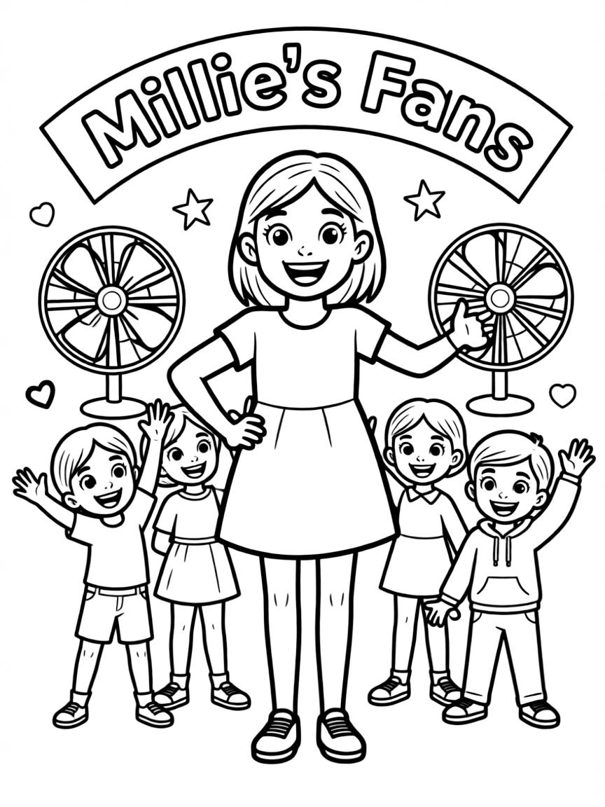Millie Bobby Brown posing with cartoon versions of their fans.