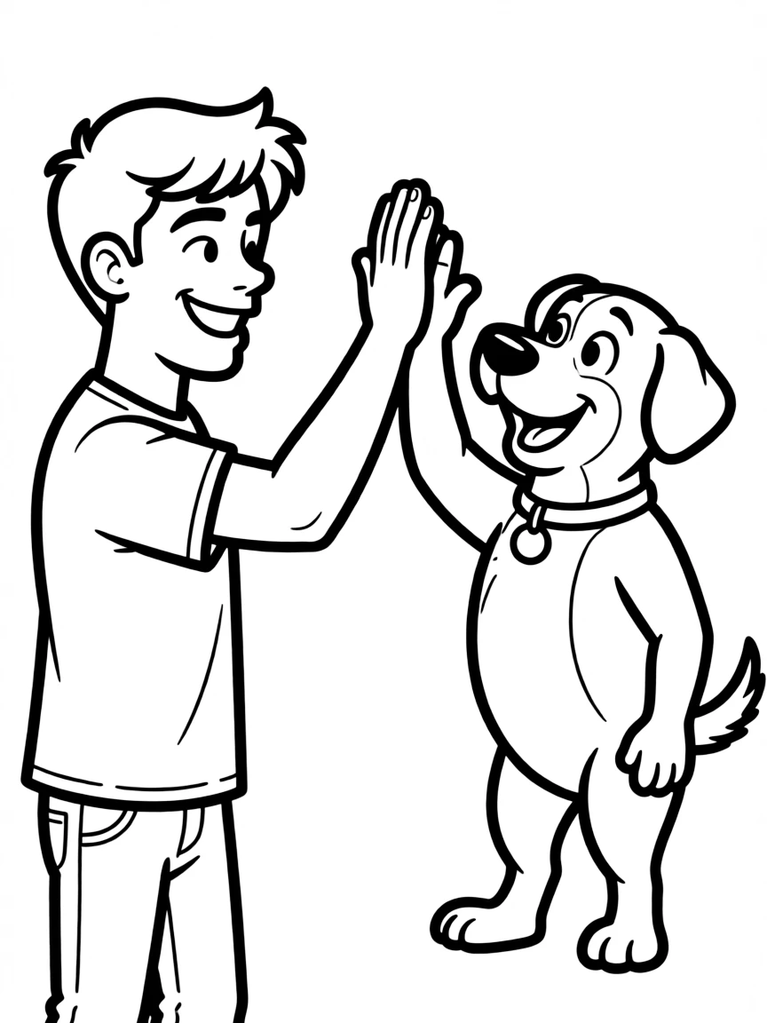 Shawn Mendes giving a high five to a cartoon animal friend.