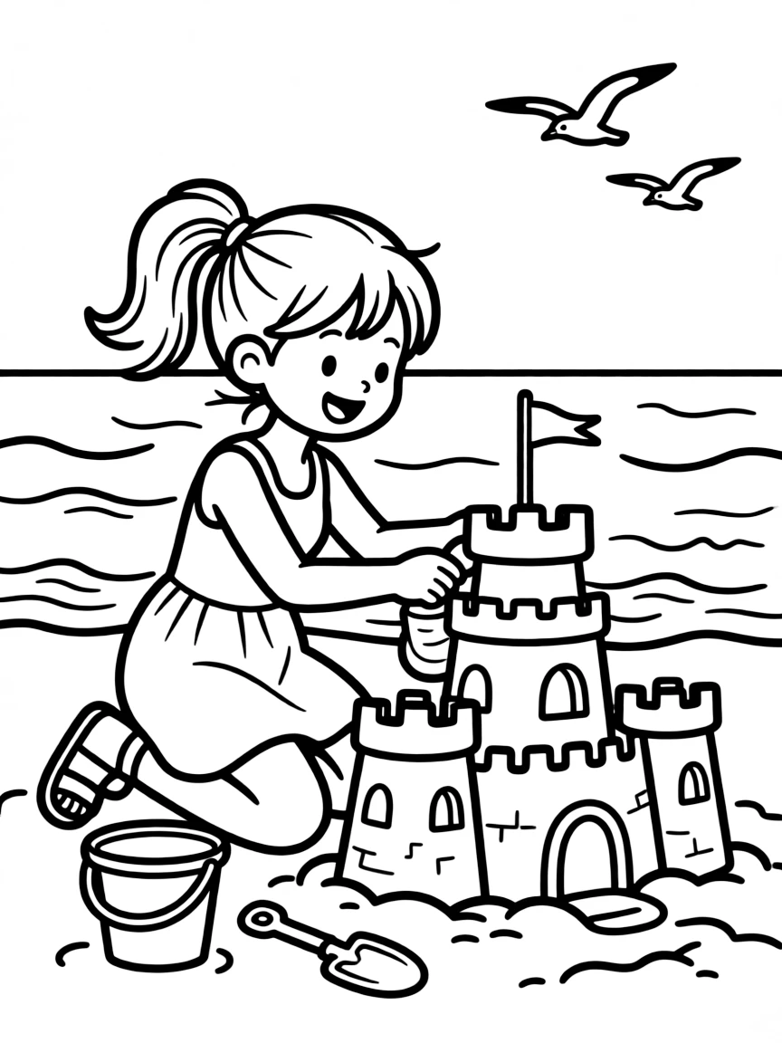 Doja Cat building a sandcastle at the beach.
