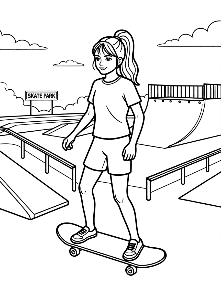 Camila Cabello skateboarding at a skate park.