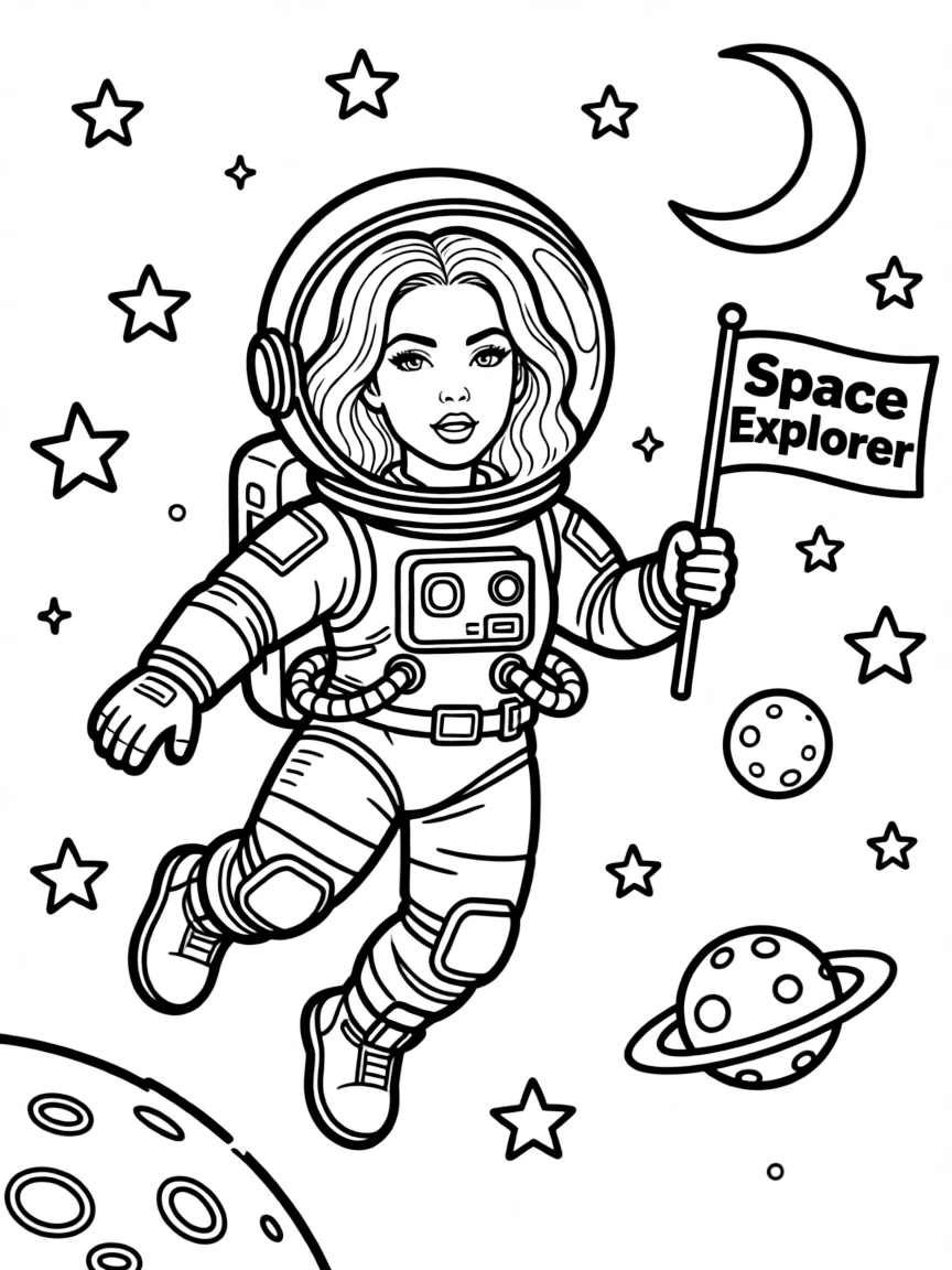 Lady Gaga exploring space in an astronaut suit.