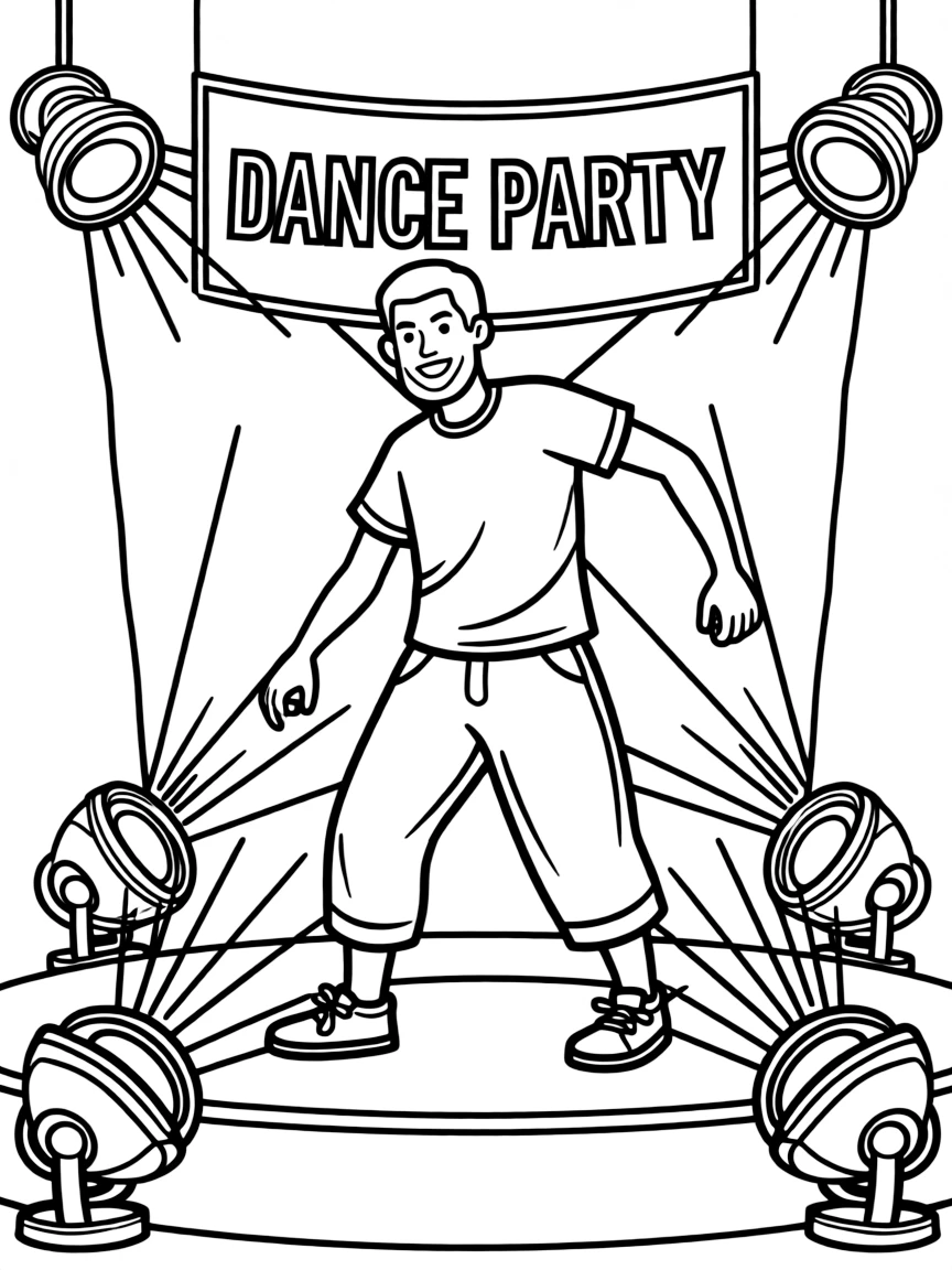 LeBron James dancing on a stage with spotlights and fun outfits.