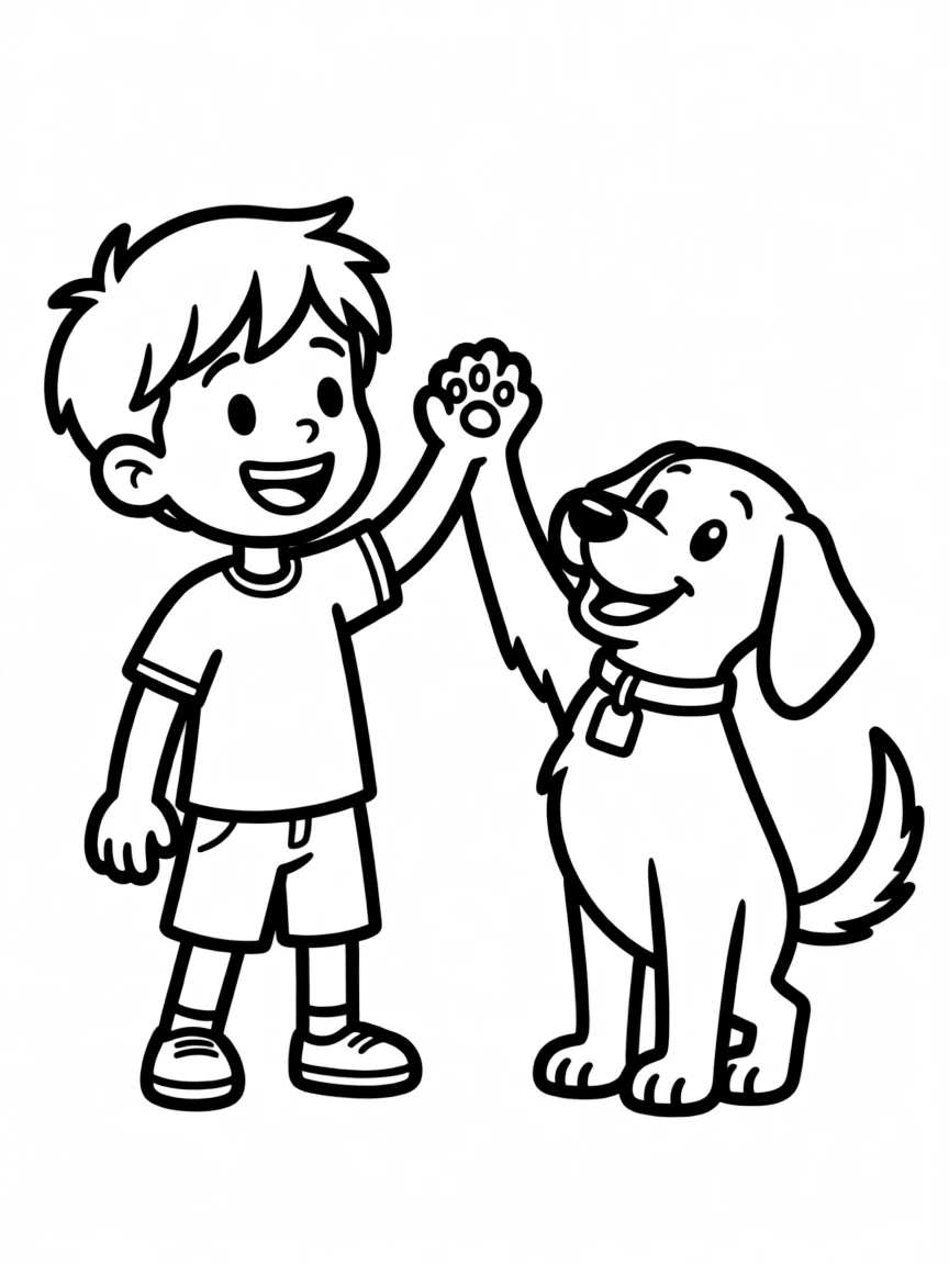 Justin Bieber giving a high five to a cartoon animal friend.