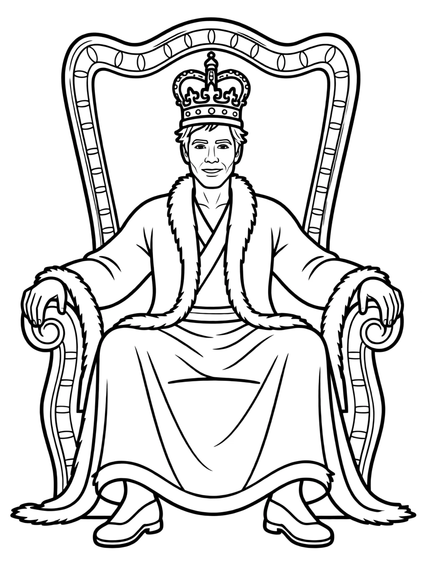Robert Downey Jr. sitting on a throne with a crown.