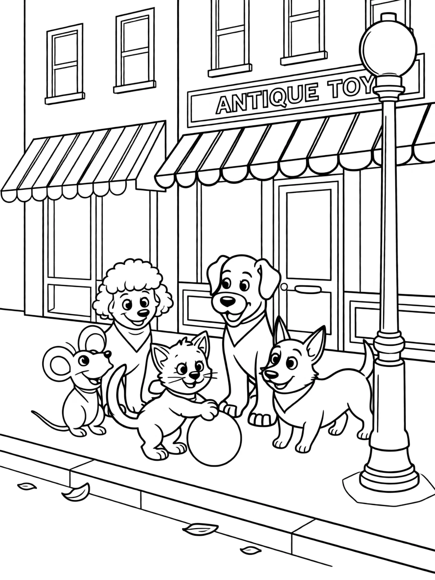 Oliver and Company's Oliver the kitten playing with Dodger and the gang in New York City streets