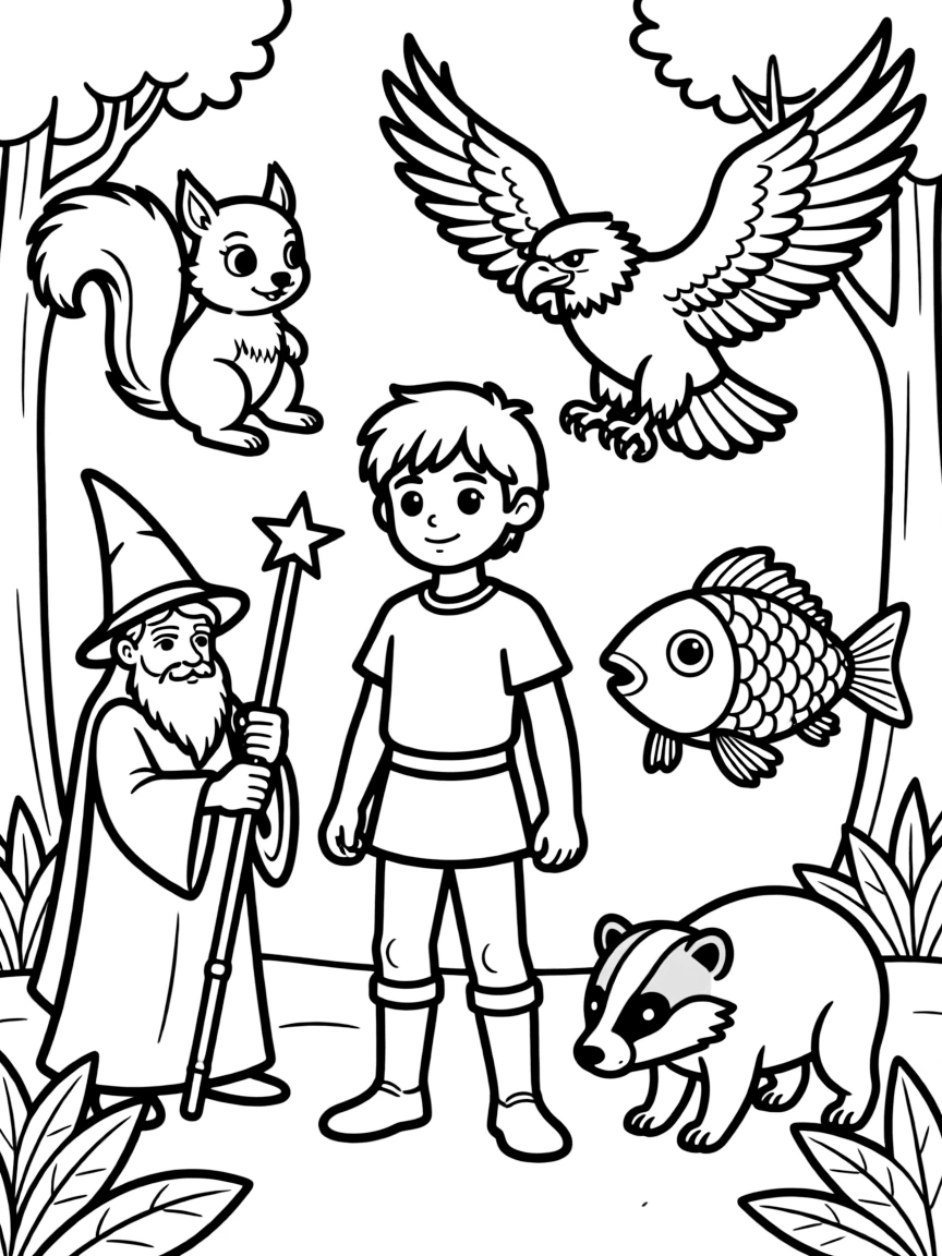 The Sword in the Stone's Arthur (Wart) transformed into different animals by Merlin for magical lessons