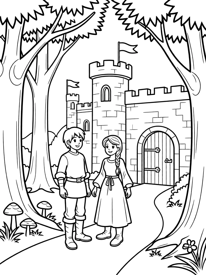 The Black Cauldron's Taran and Princess Eilonwy exploring ancient Welsh castles and mystical forests