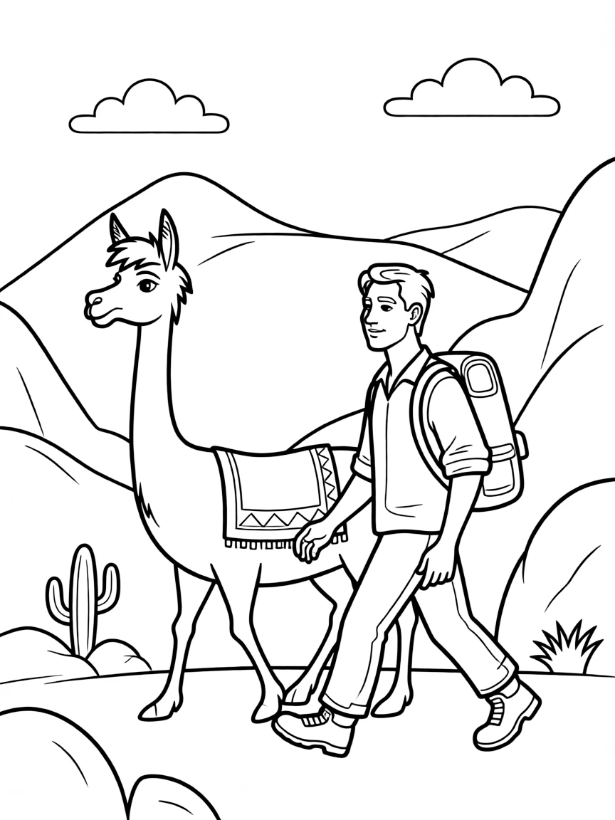 The Emperor's New Groove's Kuzco (as a llama) and Pacha trekking through the Peruvian mountains