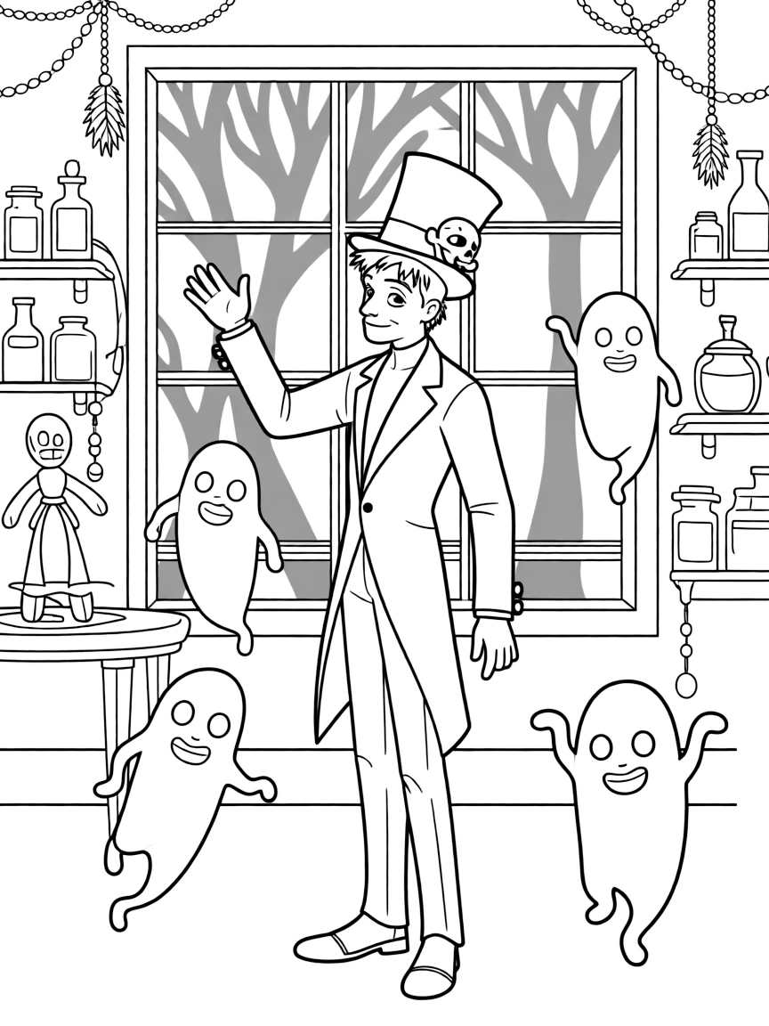 The Princess and the Frog's Dr. Facilier conjuring voodoo magic in his shadowy lair with spirits