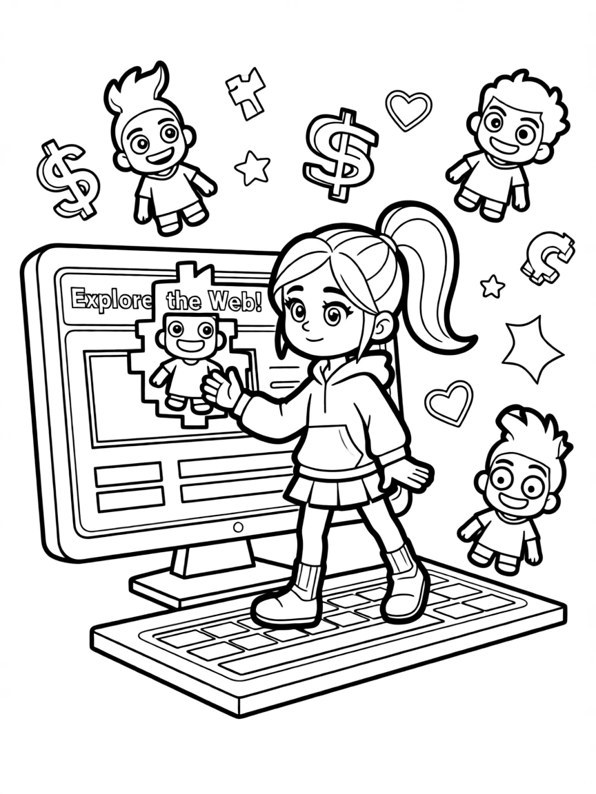 Ralph Breaks the Internet's Vanellope exploring the vast world wide web with glitching avatars