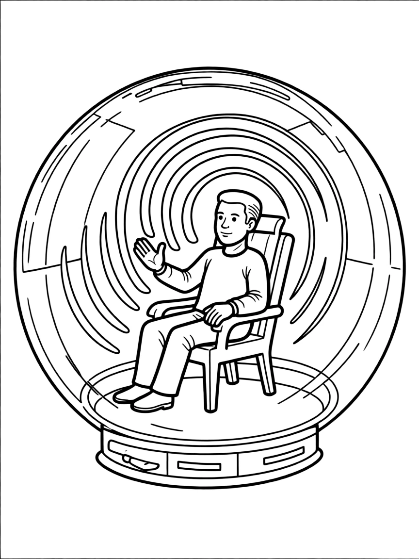 Professor X using Cerebro to locate mutants, with the spherical chamber and psychic waves visible