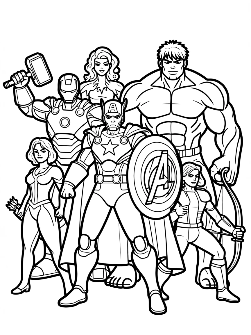 The Avengers assembled for battle with all the main heroes standing together ready to fight evil